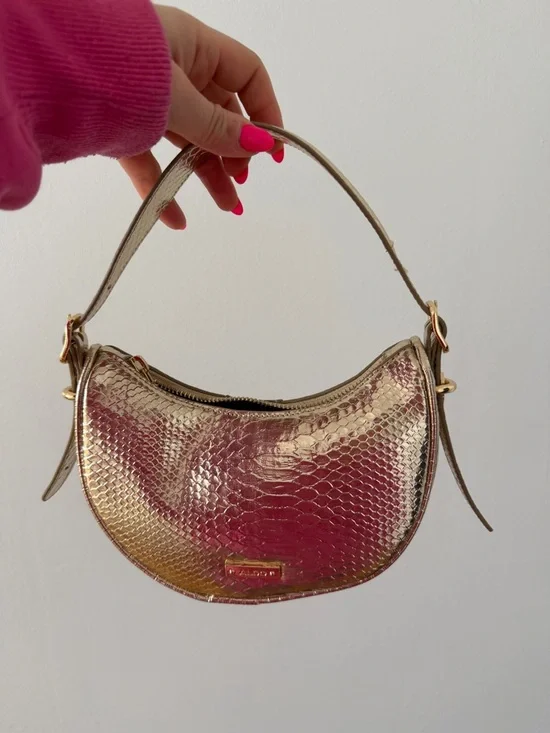 Aldo Metallic Gold Crescent Mini Bag - Picture 2 of 5